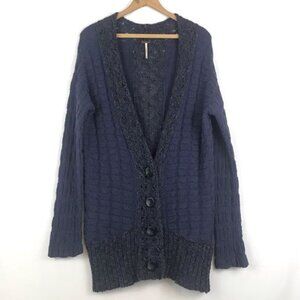 Free People Purple Knit Button Down Cardigan XS